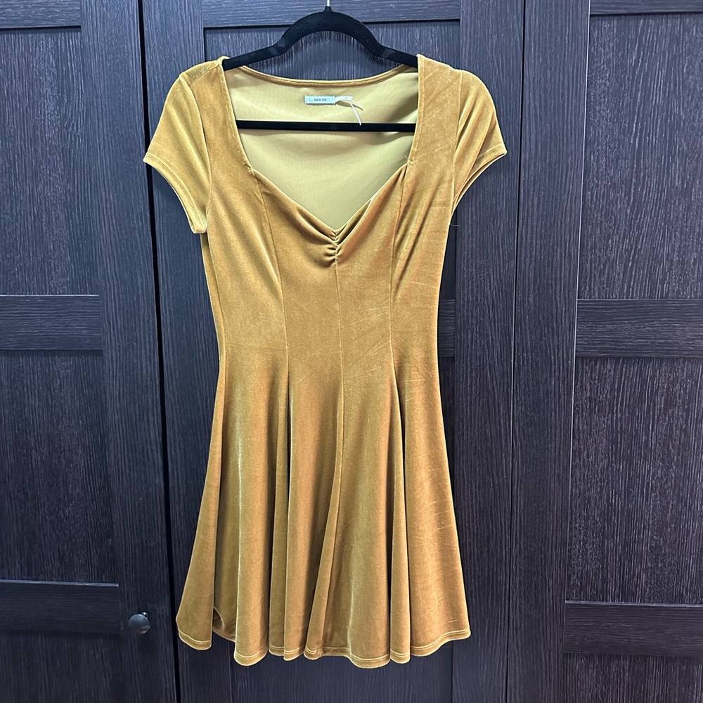 Urban Outfitters Kimchi Blue Gold Velvet Dress